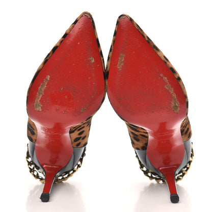 Christian Louboutin Pony Hair Leopard Patent Dorepi Pumps 38 Black 5 of 9