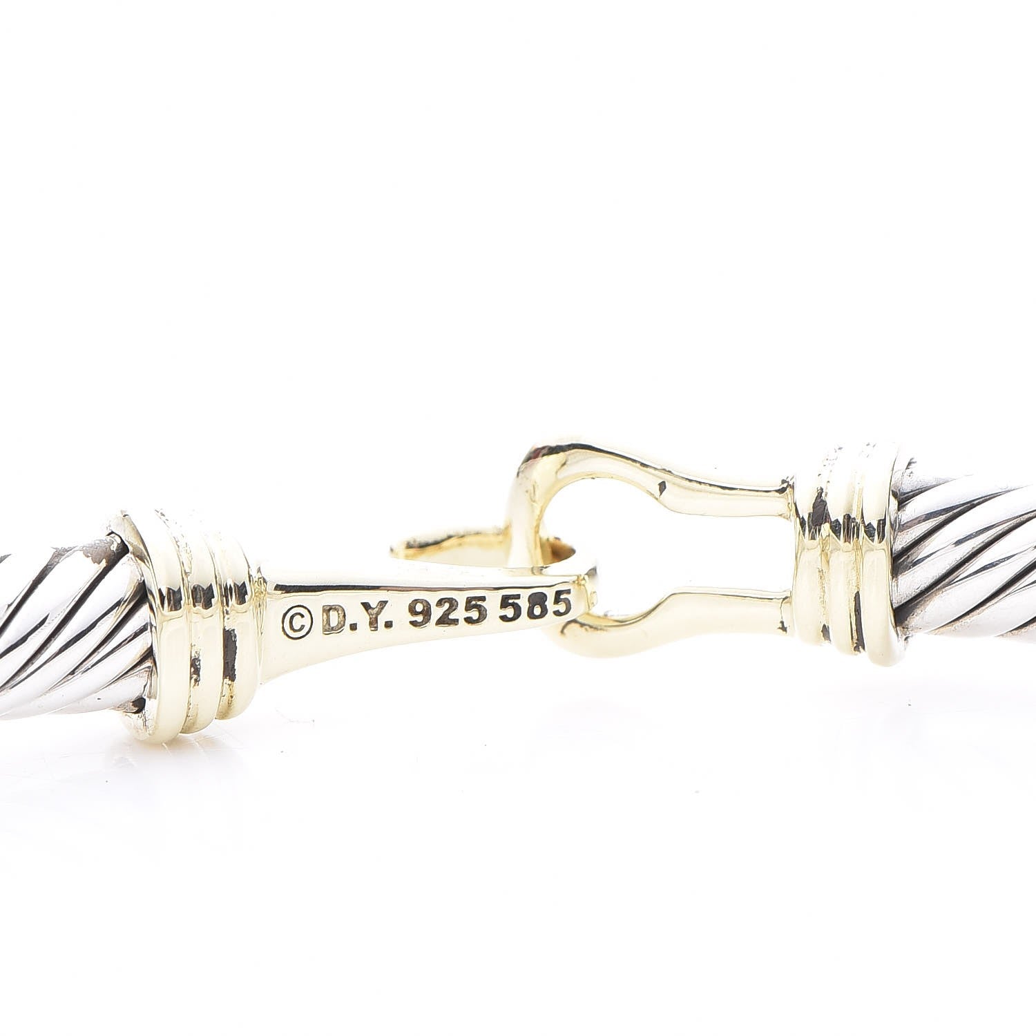 David Yurman Sterling Silver 14K Yellow Gold 5mm Cable Classic Buckle Bracelet 4 of 4