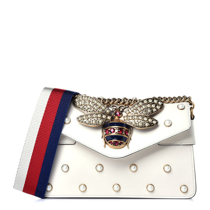 Gucci Nappa Pearl Studded Mini Queen Margaret Broadway Shoulder Bag Mystic White 1 of 10