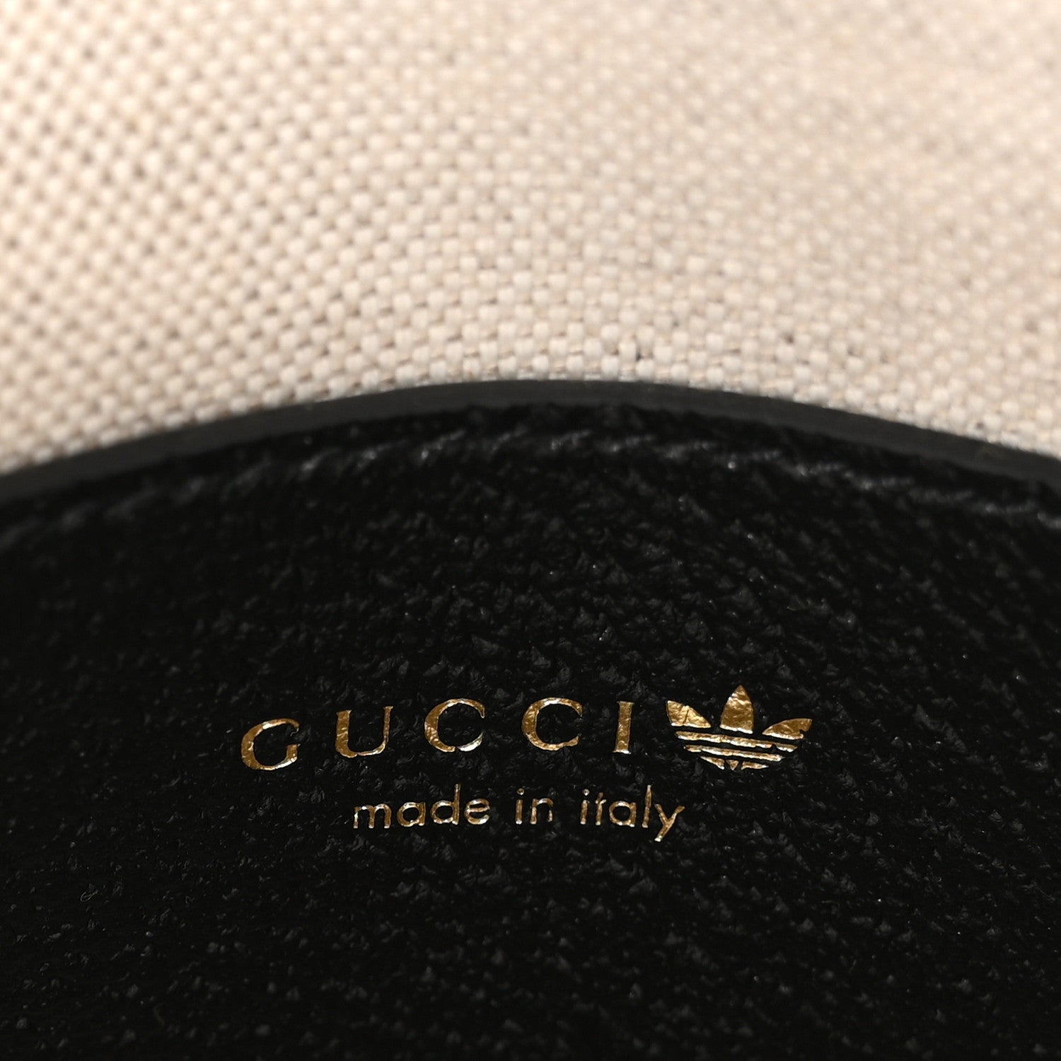 Gucci X ADIDAS Textured Dollar Calfskin Web Trefoil Mini Horsebit 1955 Top Handle Bag Black Off White 6 of 10