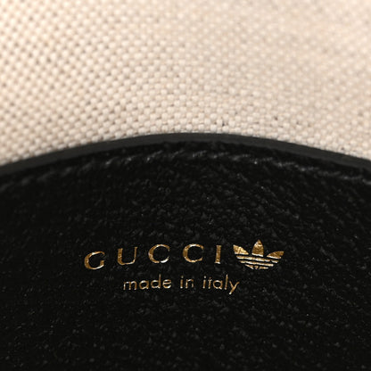 Gucci X ADIDAS Textured Dollar Calfskin Web Trefoil Mini Horsebit 1955 Top Handle Bag Black Off White 6 of 10