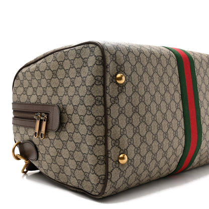 Gucci GG Supreme Monogram Textured Dollar Calfskin Web Medium Ophidia Carry-On Duffle Bag Beige Ebony New Acero 9 of 12