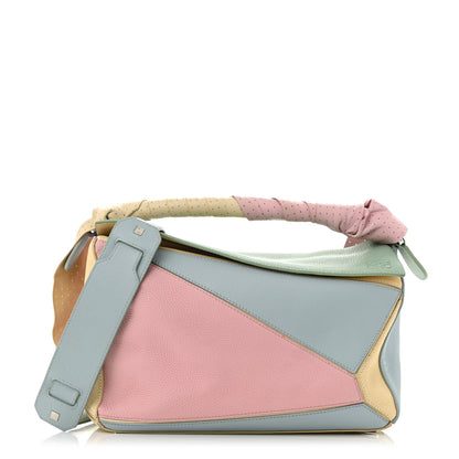 Loewe Calfskin Colorblock Medium Wrapped Handle Puzzle Bag Pink Multicolor 1 of 16