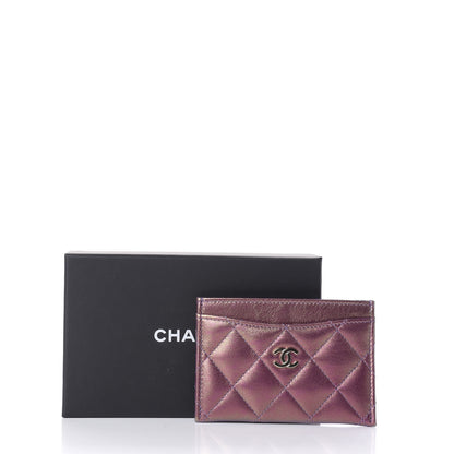 Chanel Iridescent Lambskin Quilted Card Holder Purple 8 of 8