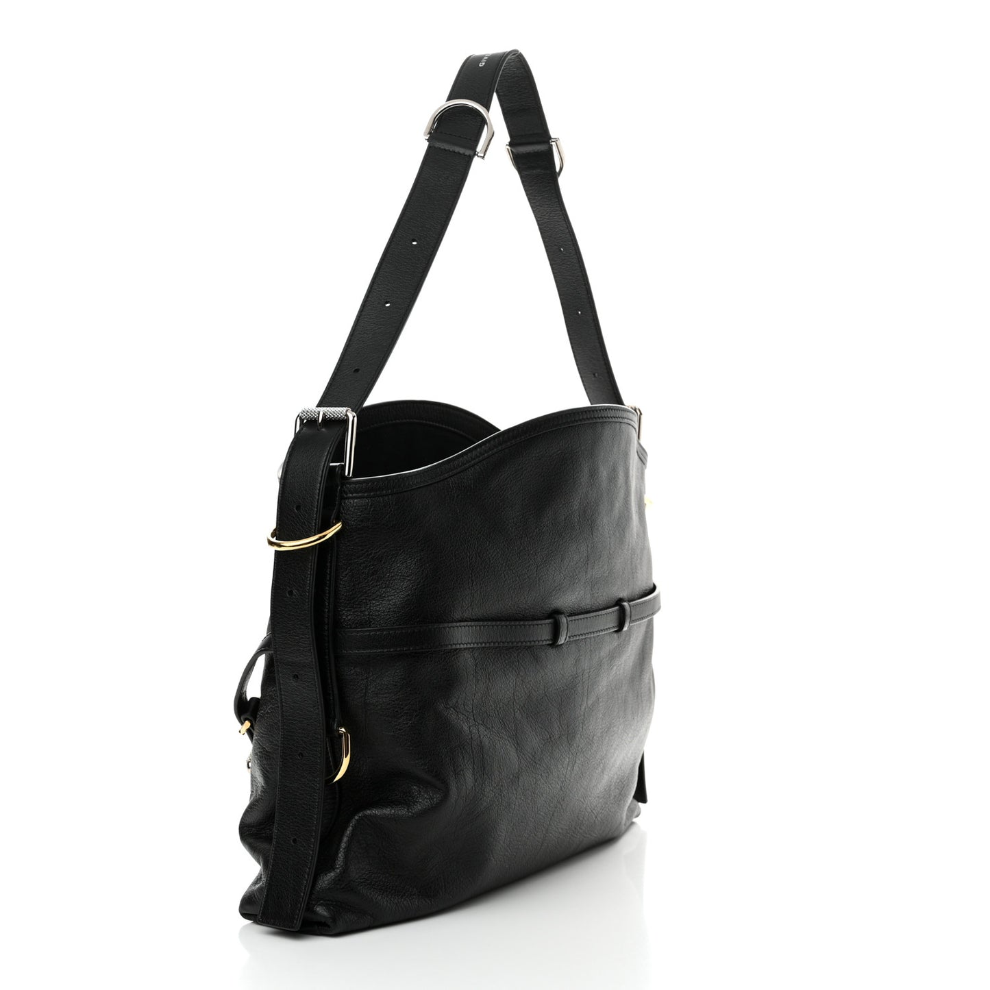 Tumbled Calfskin Medium Voyou Bag Black