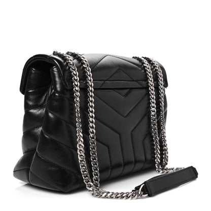 Saint Laurent Calfskin Y Quilted Monogram Small Loulou Chain Satchel Black 3 of 7