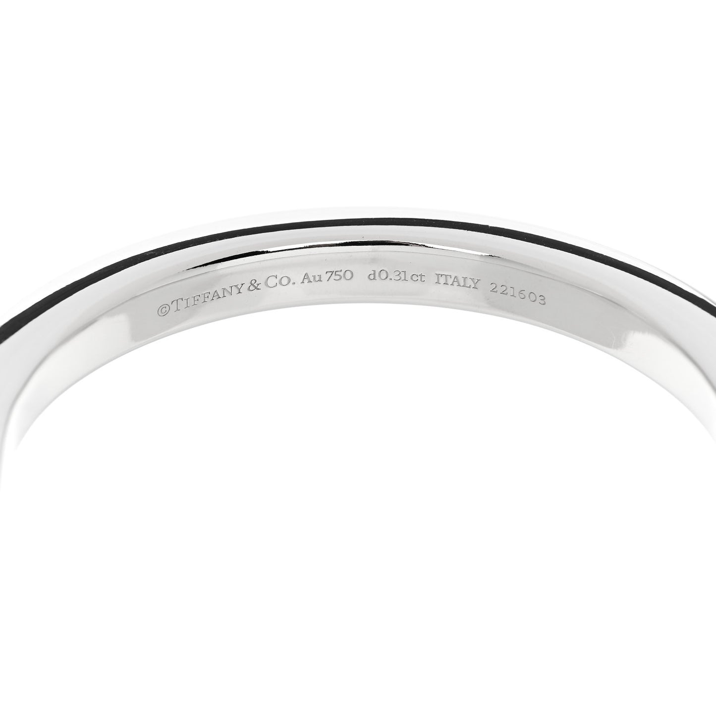 18K White Gold Diamond Tiffany Lock Bangle Bracelet