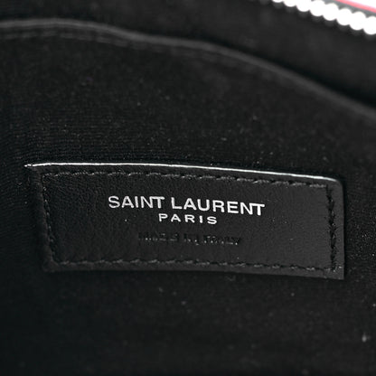 Saint Laurent Patent Grain De Poudre Matelasse Chevron Monogram Bill Pouch Neon Pink 6 of 11