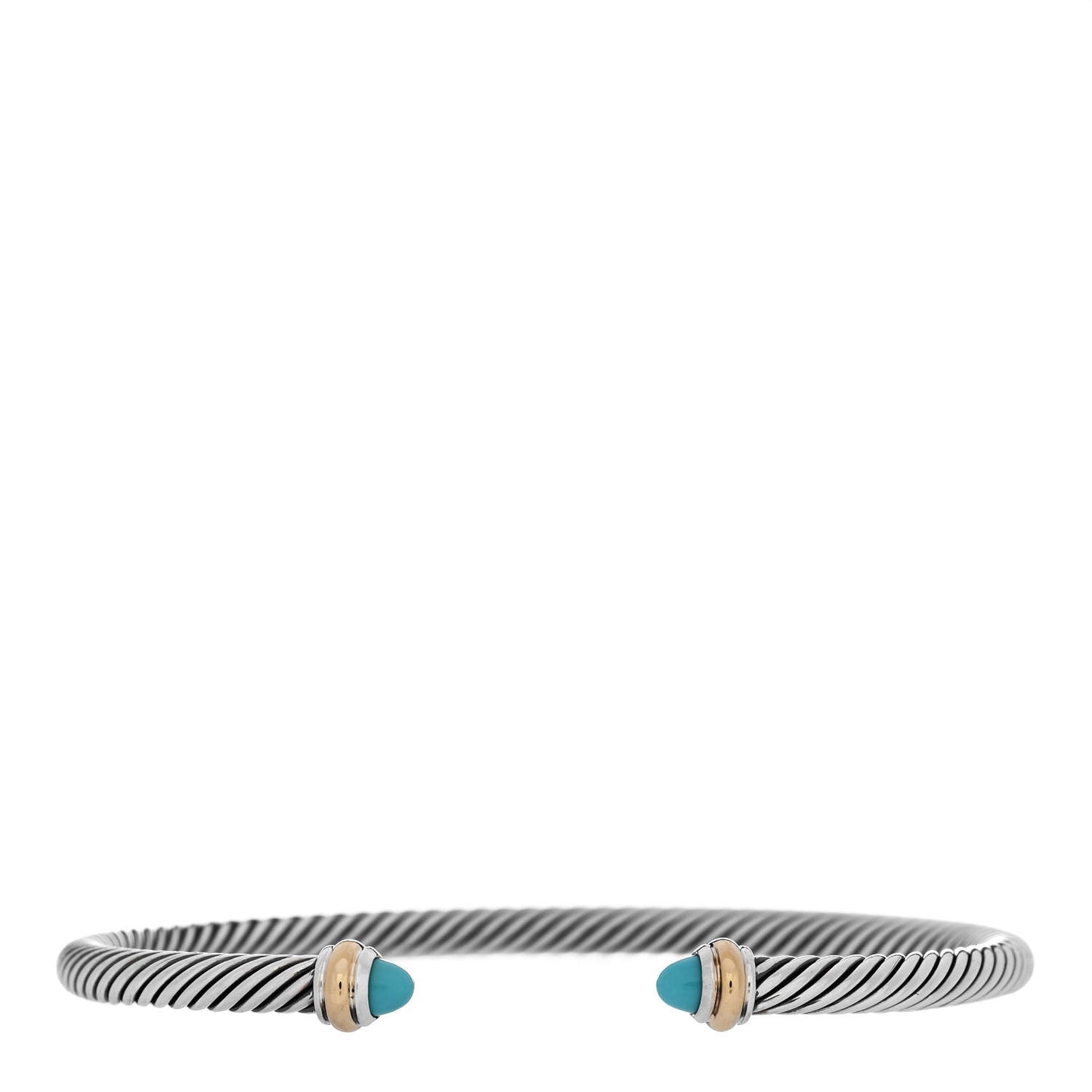 Sterling Silver 18K Yellow Gold Turquoise 4mm Cable Bracelet