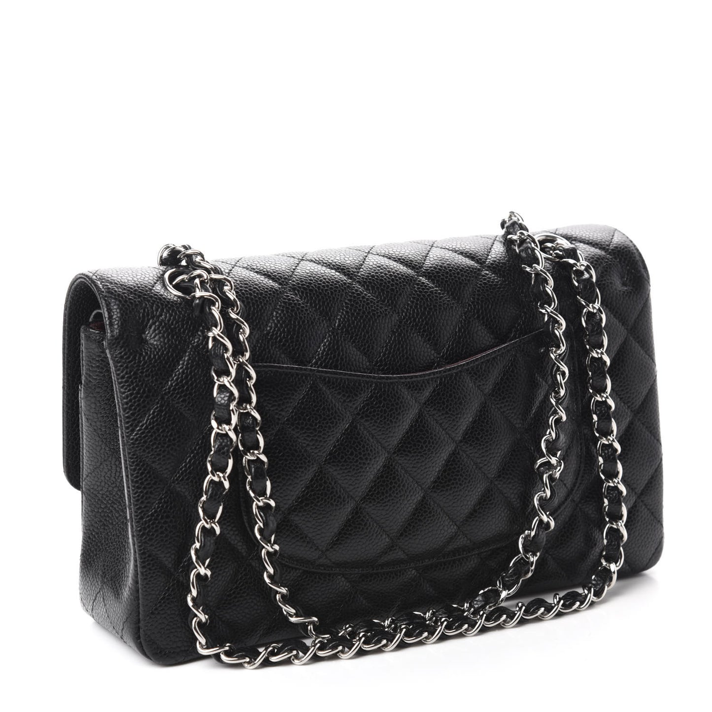 Caviar Quilted Medium Double Flap Black
