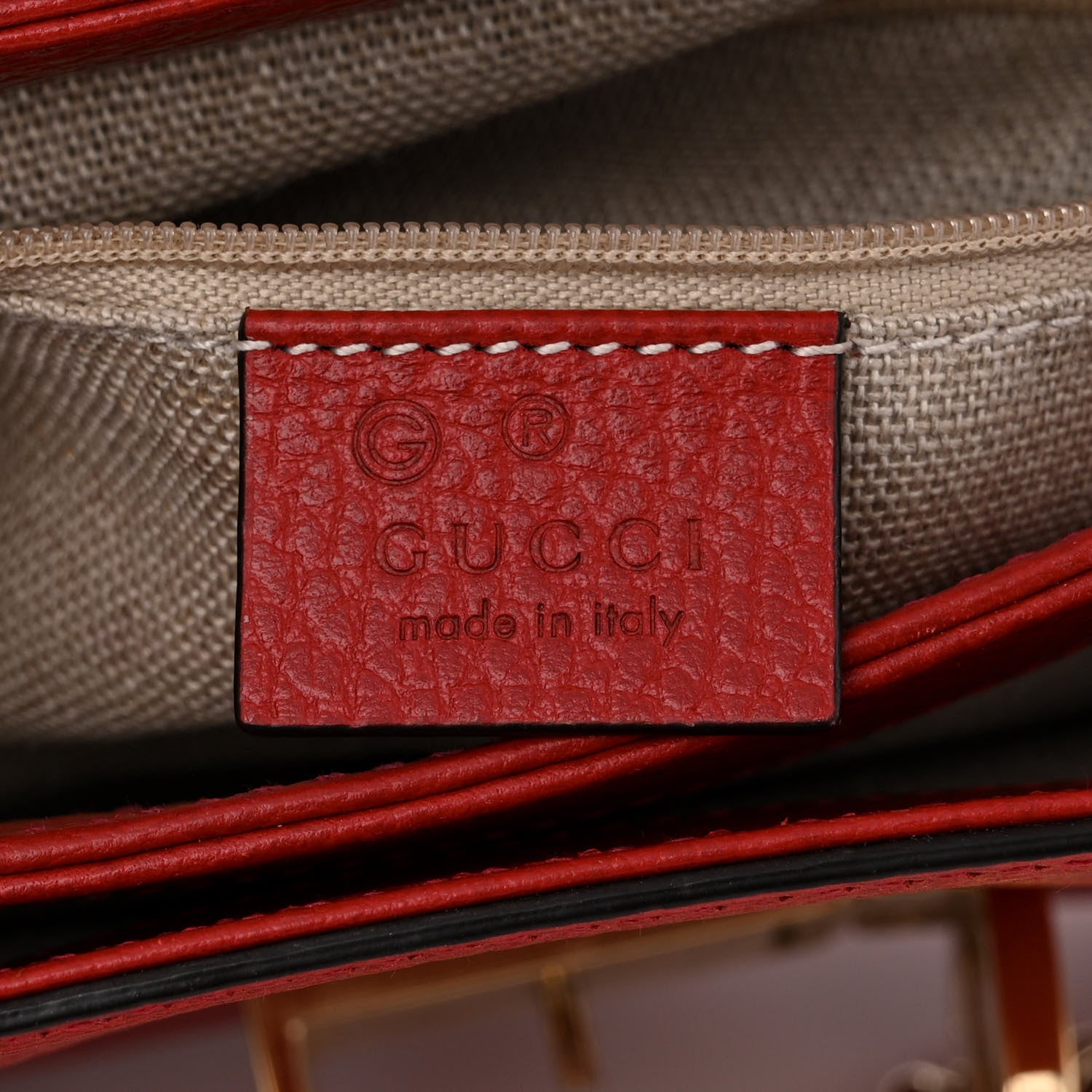 Gucci Dollar Calfskin Interlocking G Top Handle Shoulder Bag Red 6 of 11