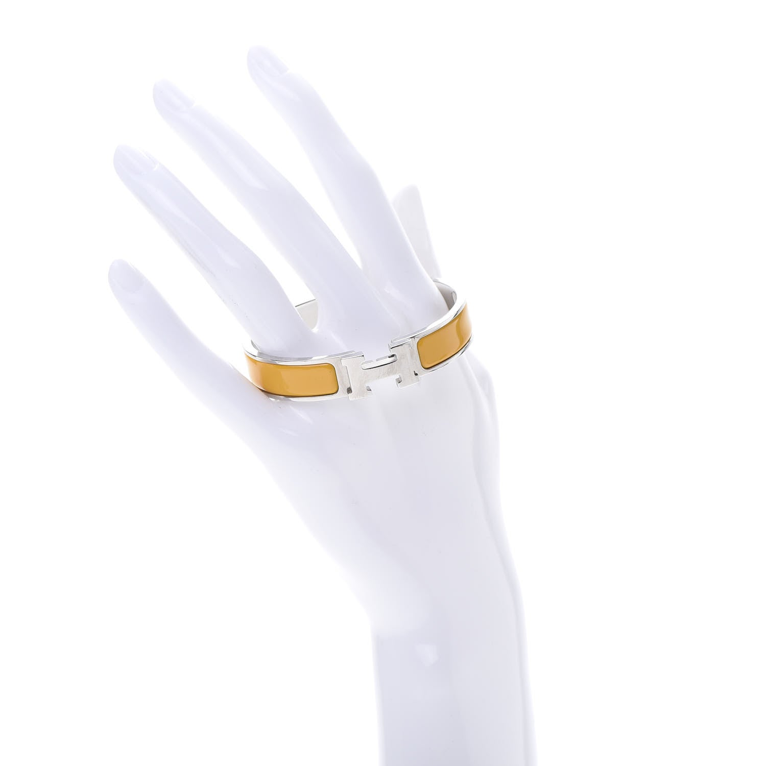 Hermes Enamel Narrow Clic Clac H Bracelet PM Jaune Madras 2 of 6