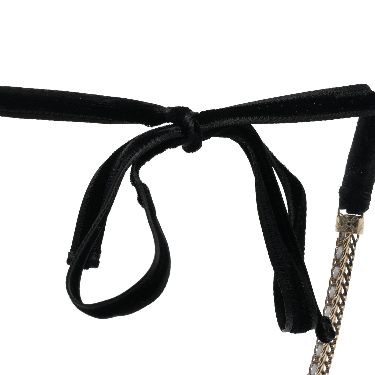Metal Lambskin Crystal CC Choker Gold White