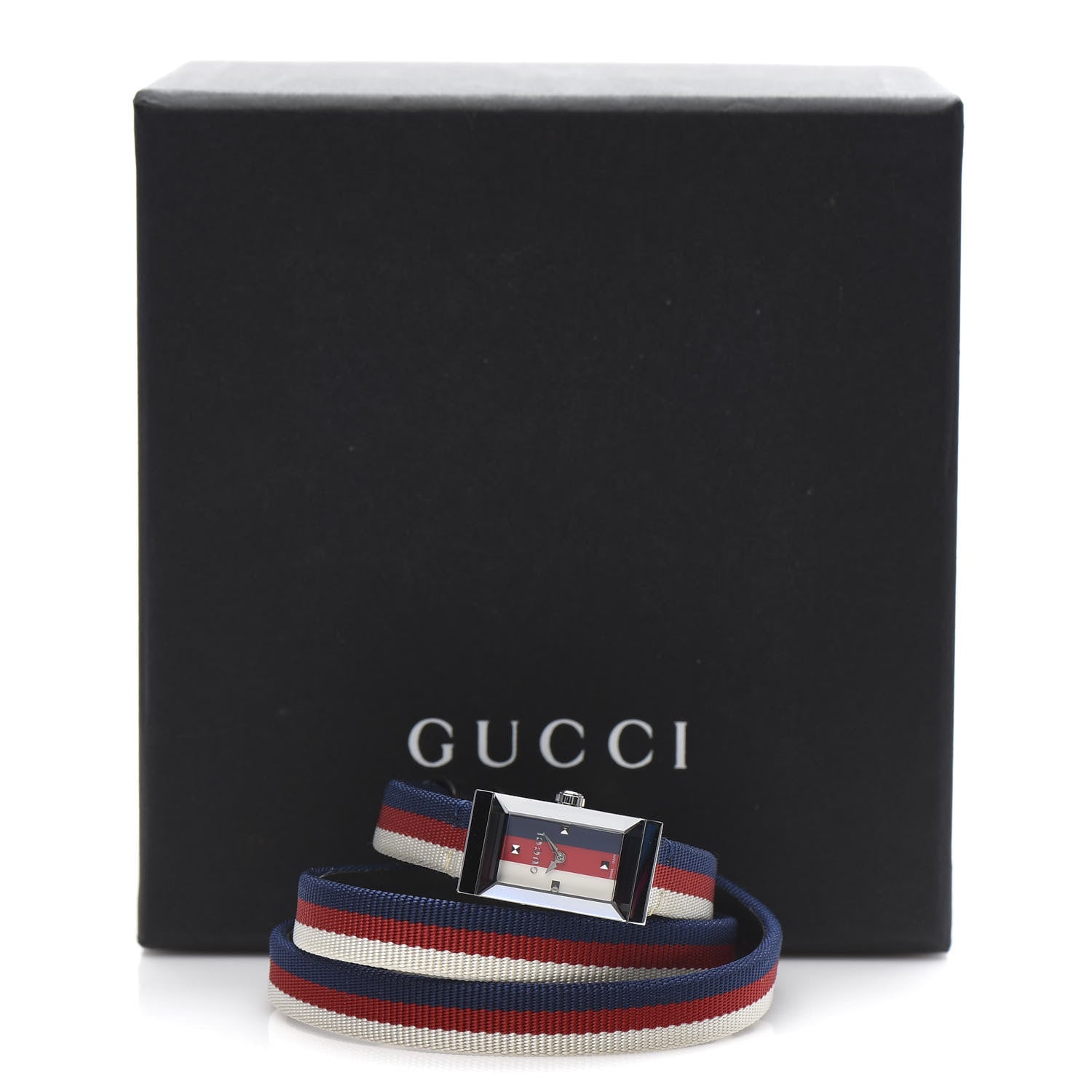 Gucci Stainless Steel Nylon 14mm Web G-Frame Triple Wrap Quartz Watch Blue 7 of 7