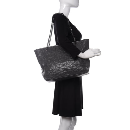 Saint Laurent Crinkled Calfskin Matelasse Monogram Large Niki Shopping Tote Bag Grey 2 of 12