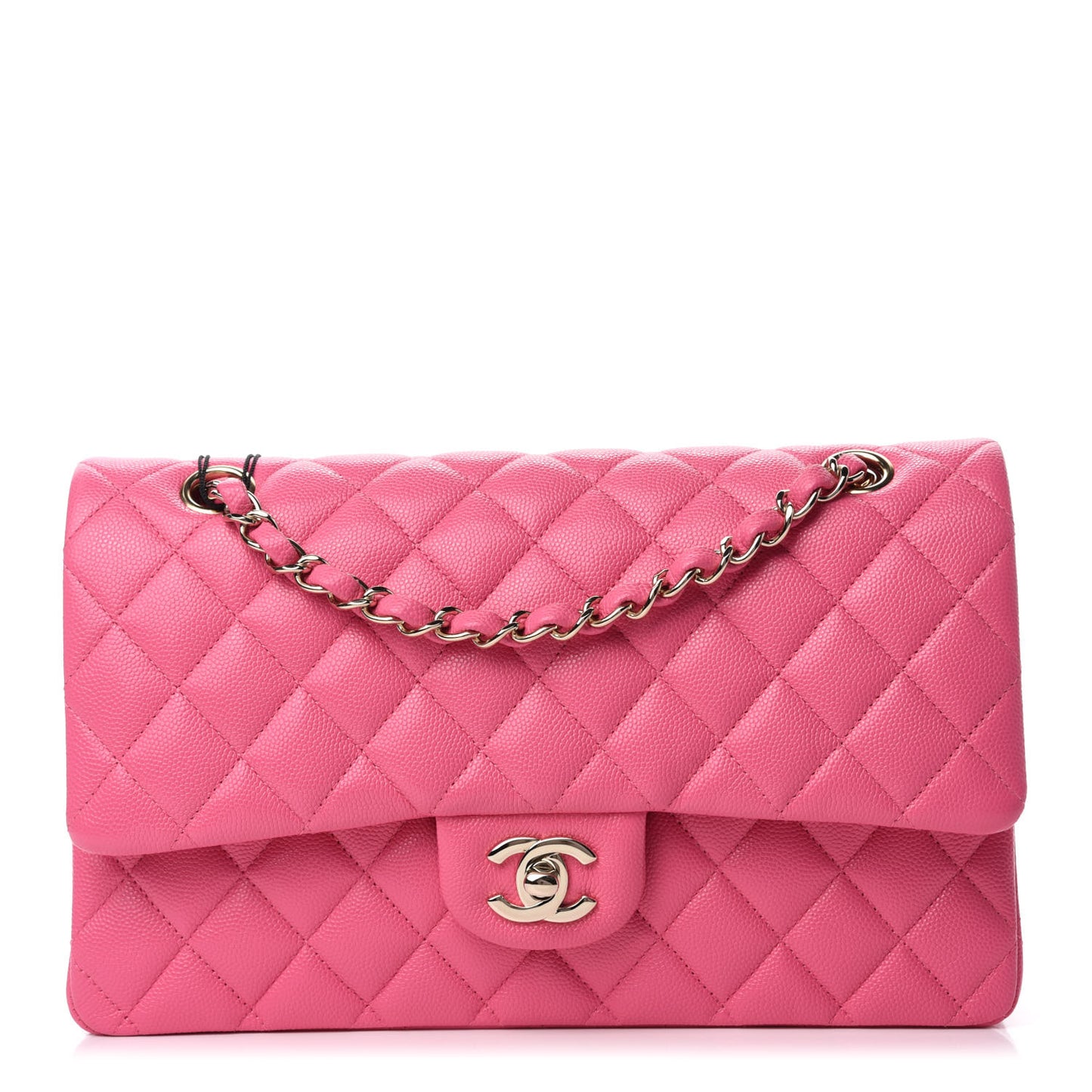 Caviar Quilted Medium Double Flap Pink