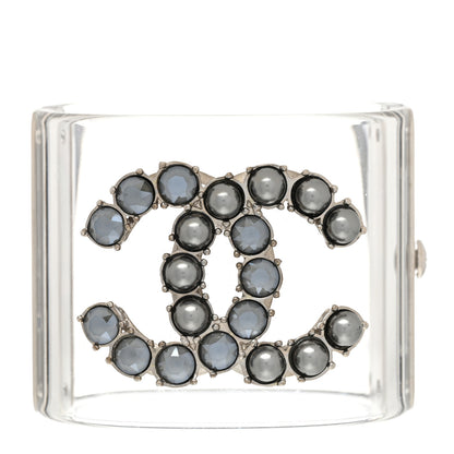 Chanel Resin Crystal Pearl CC Cuff Transparent 1 of 5