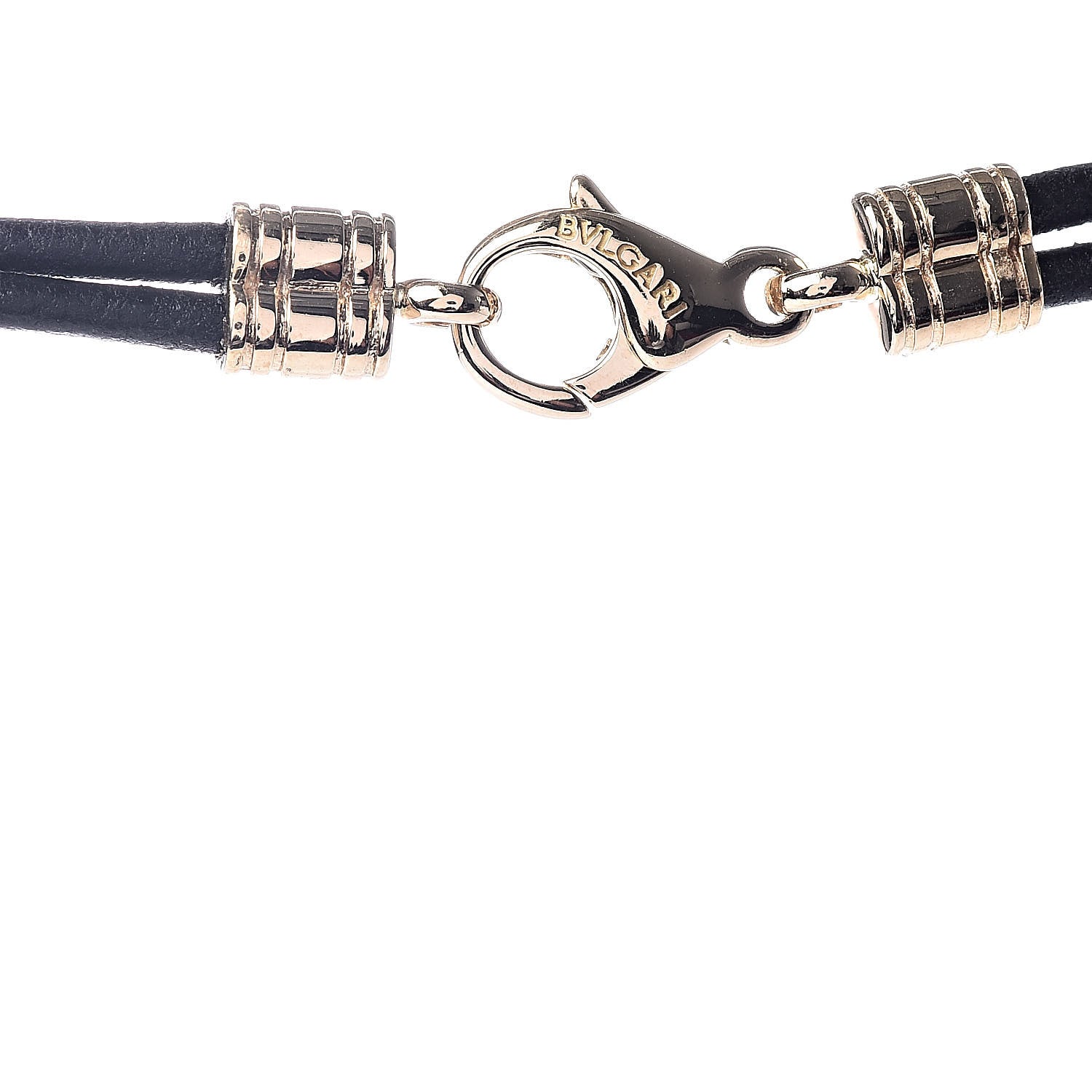 Bulgari 18K Yellow Gold Cord Pendant Necklace Black 4 of 5
