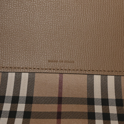 Burberry Grainy Calfskin Haymarket Check Medium Reversible Tote Camel 10 of 16
