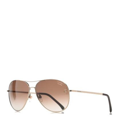 Chanel Aviator CC Sunglasses 4189-T-Q Gold 1 of 7