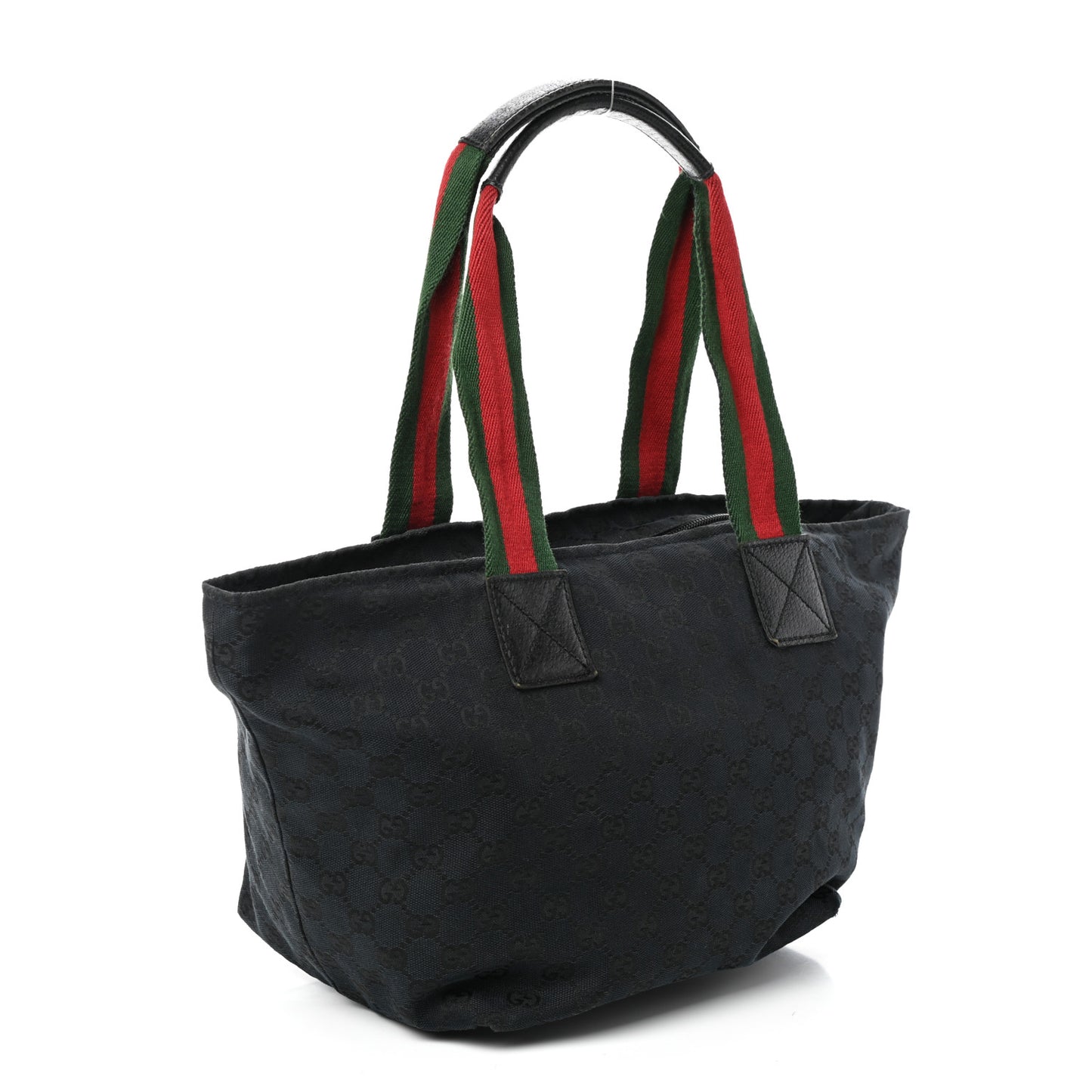 GG Monogram Medium Web Handle Bucket Tote Black