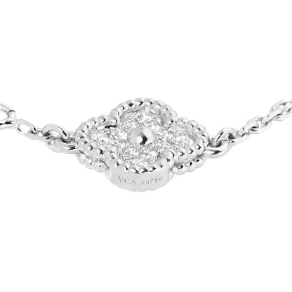Van Cleef & Arpels 18K White Gold Diamond 6 Motifs Sweet Alhambra Bracelet 6 of 7