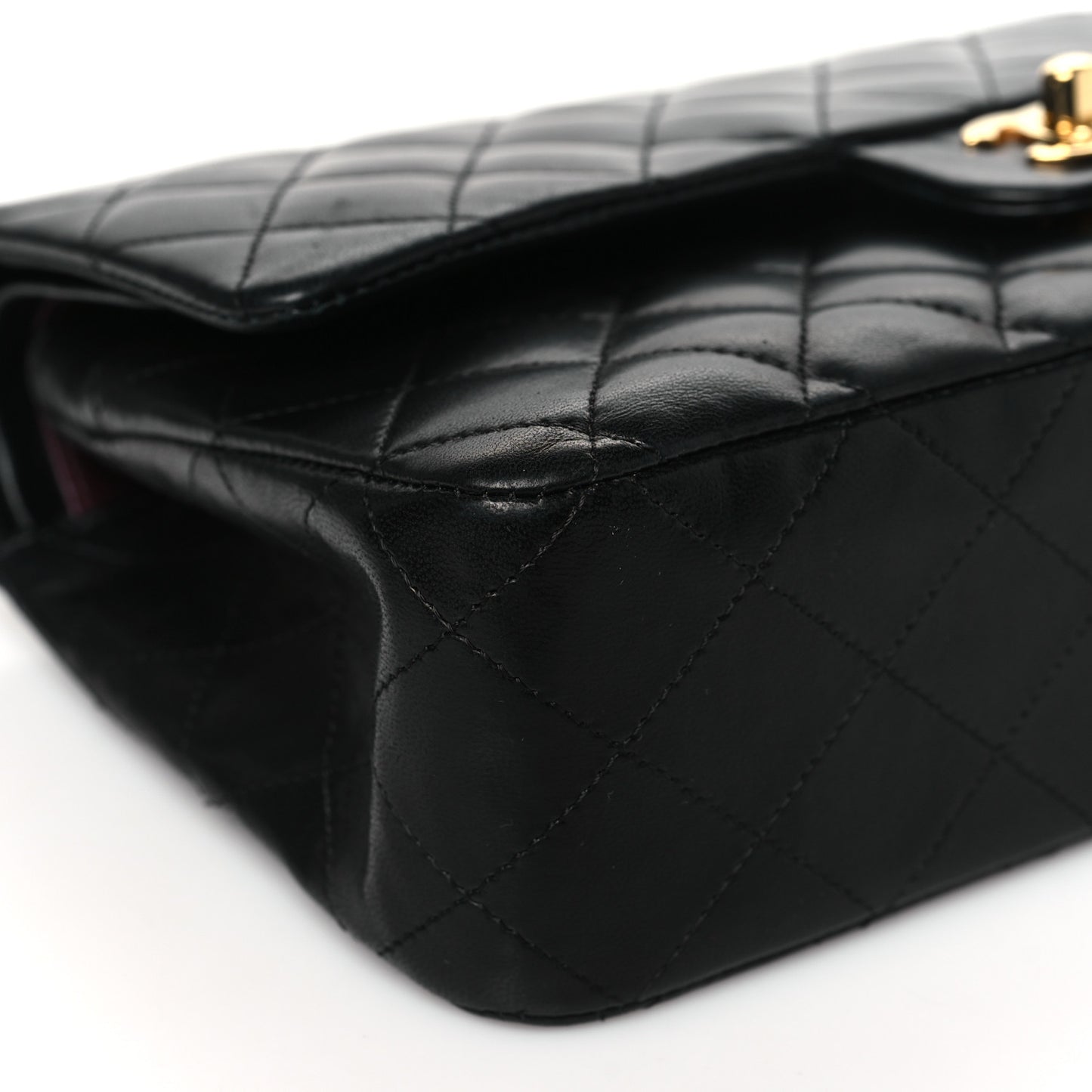 Lambskin Quilted Medium Double Flap Black