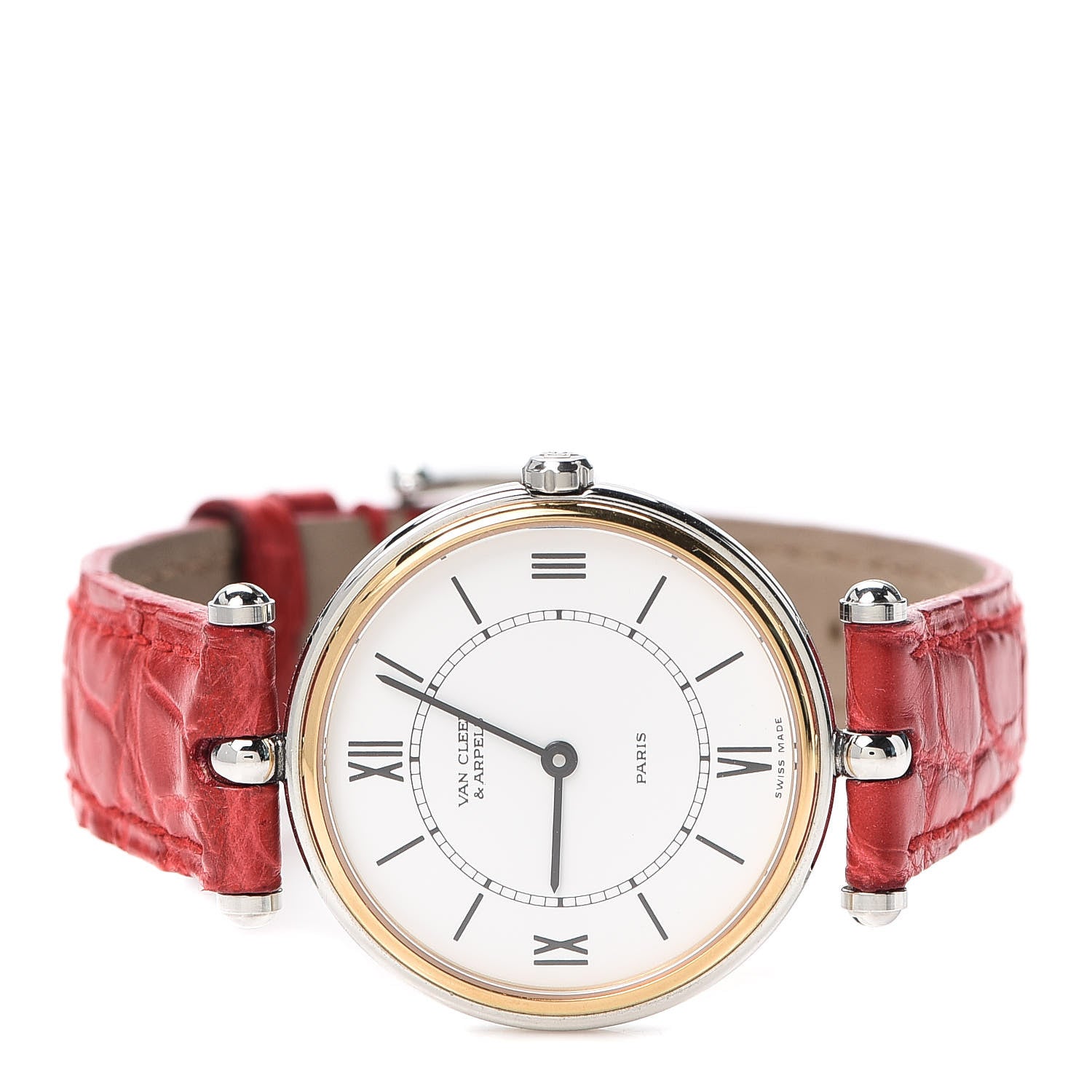Van Cleef & Arpels Stainless Steel 18K Yellow Gold Alligator 29mm La Collection Quartz Watch 2 of 5