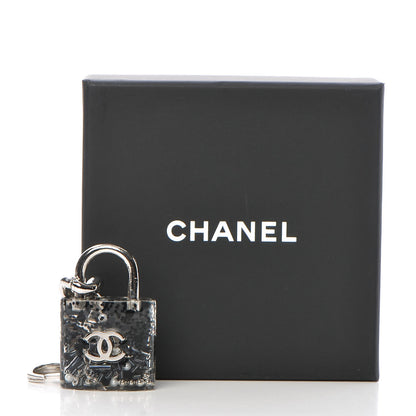Chanel Resin CC Padlock Bag Charm Silver Transparent 4 of 4