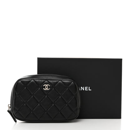 Chanel Lambskin Quilted Small Curvy Pouch Cosmetic Case Black 8 of 8