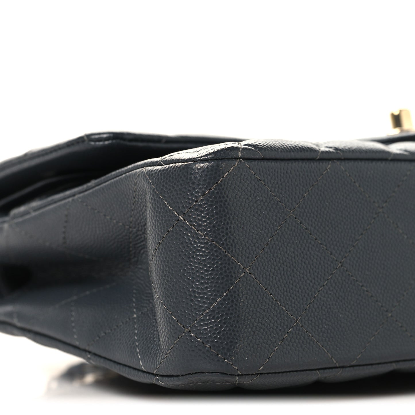 Caviar Quilted Medium Double Flap Dark Grey
