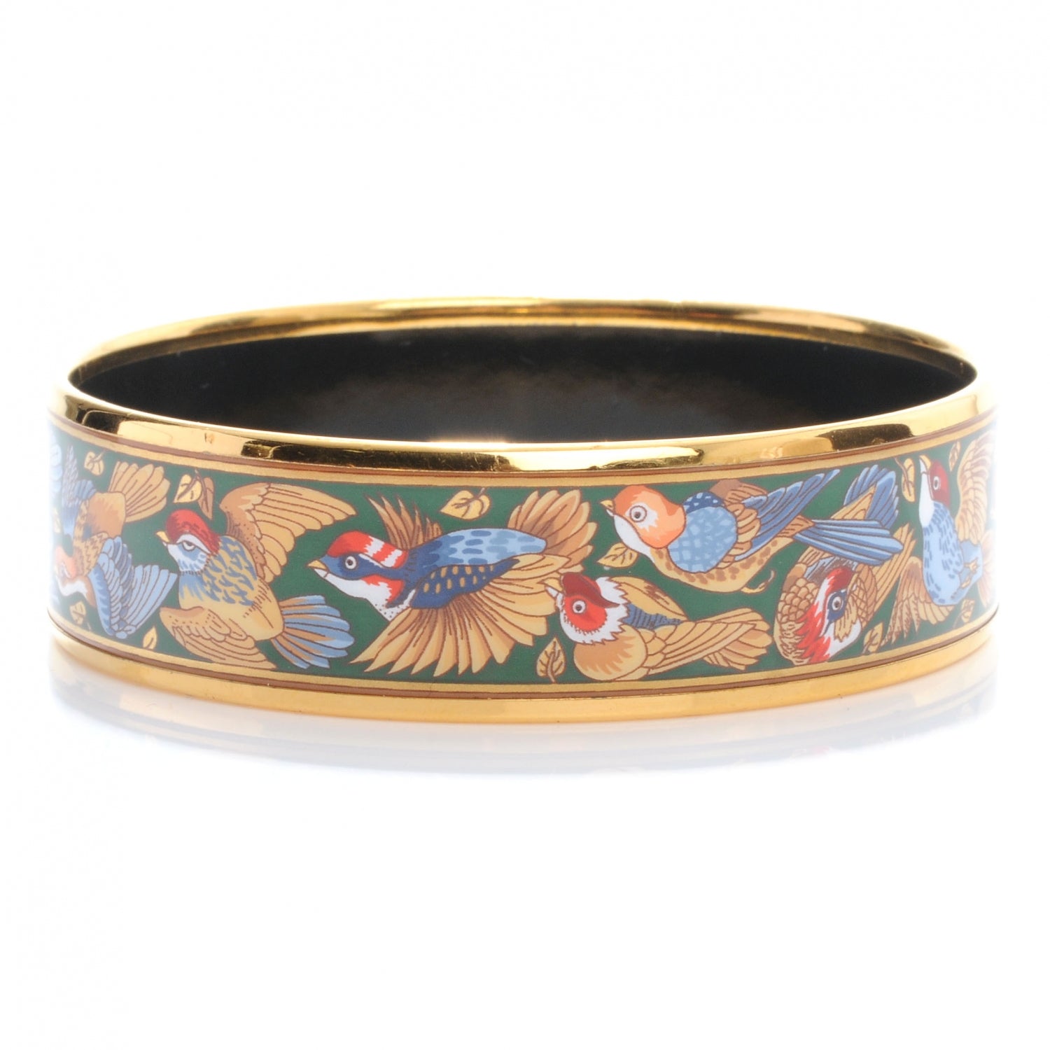 Hermes Enamel Printed Birds Wide Bracelet 65 1 of 5