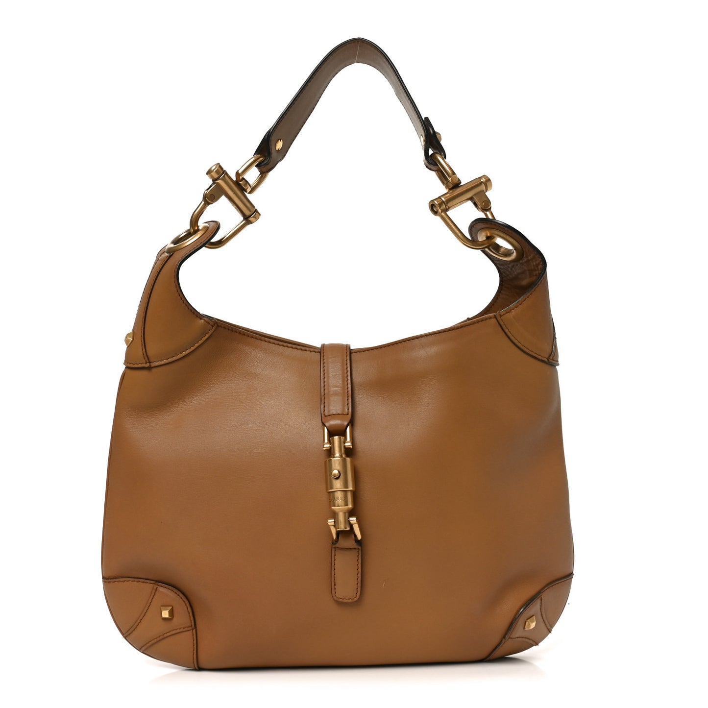 Calfskin Piston Lock Jackie O Hobo Tan