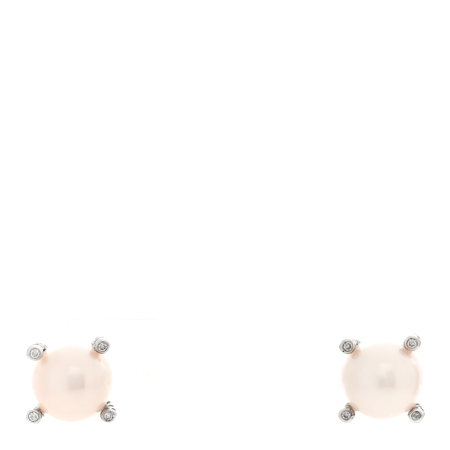 Sterling Silver Diamond Pearl 9.5-10mm Cable Stud Earrings