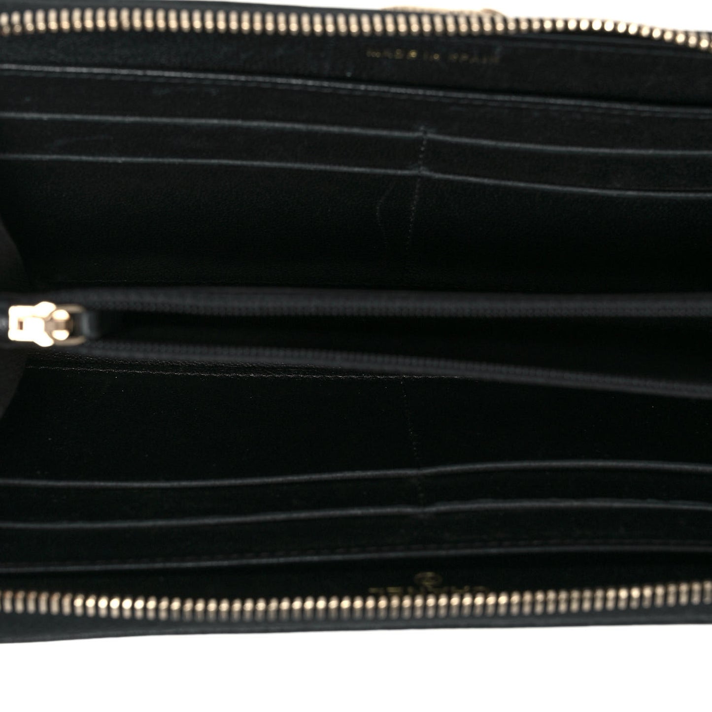 Sheepskin Quilted Mademoiselle Vintage Zip Around Wallet Black