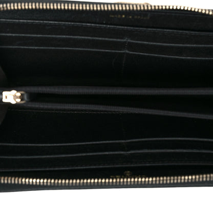 Chanel Sheepskin Quilted Mademoiselle Vintage Zip Around Wallet Black 5 of 11