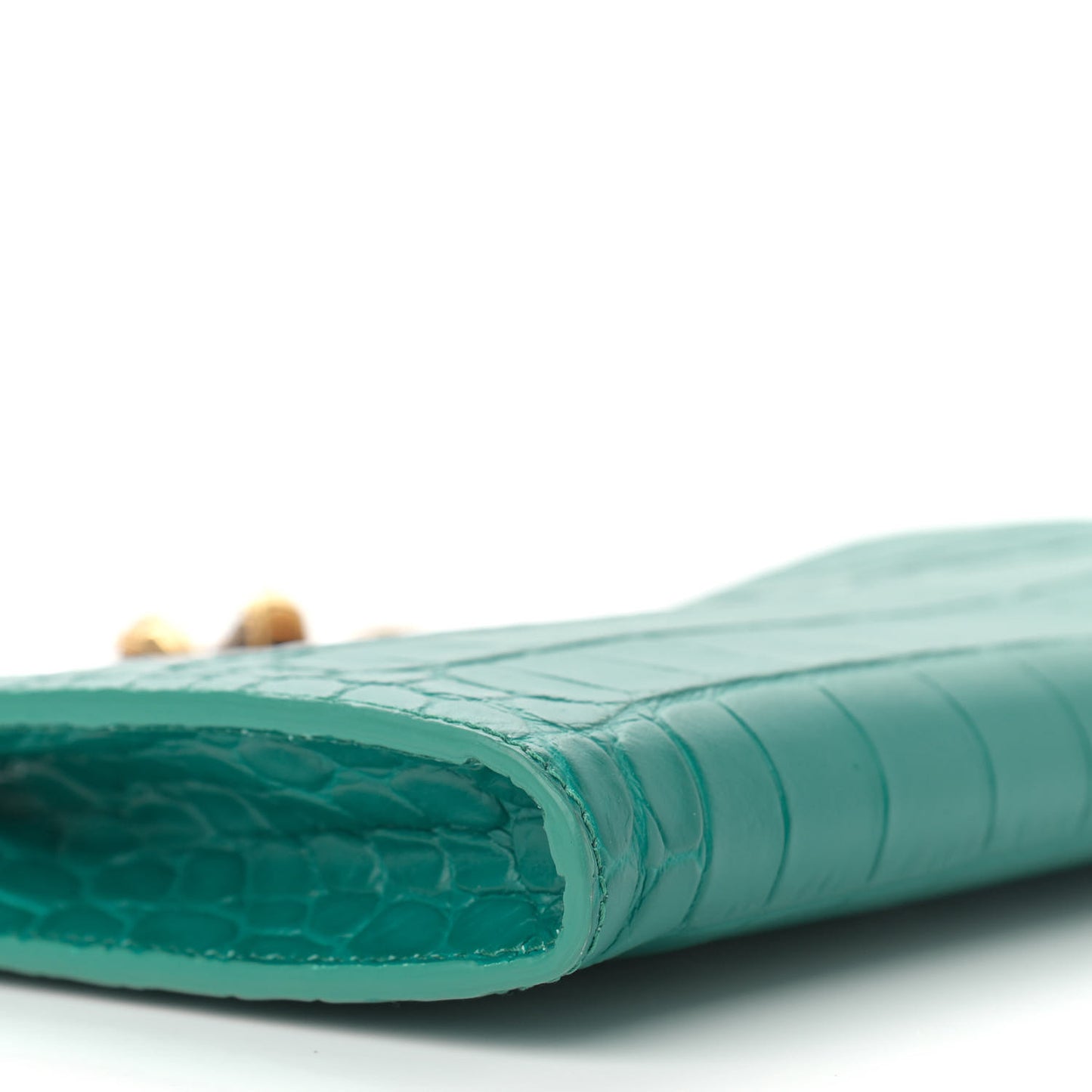 Calfskin Crocodile Embossed Knuckle Flat Clutch Citron