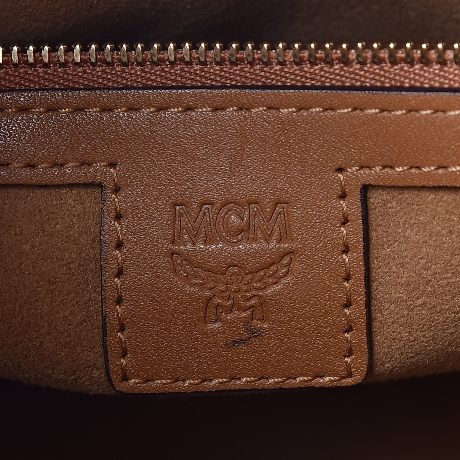 MCM Visetos Medium Boston Bag Cognac 6 of 10