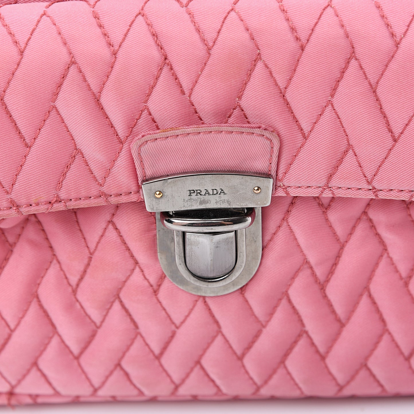 Nylon Tessuto Impuntu Quilted Shoulder Bag Pink