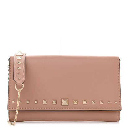 Valentino Garavani Vitello Rockstud Crossbody Wallet On Chain Skin Sorbet 1 of 10