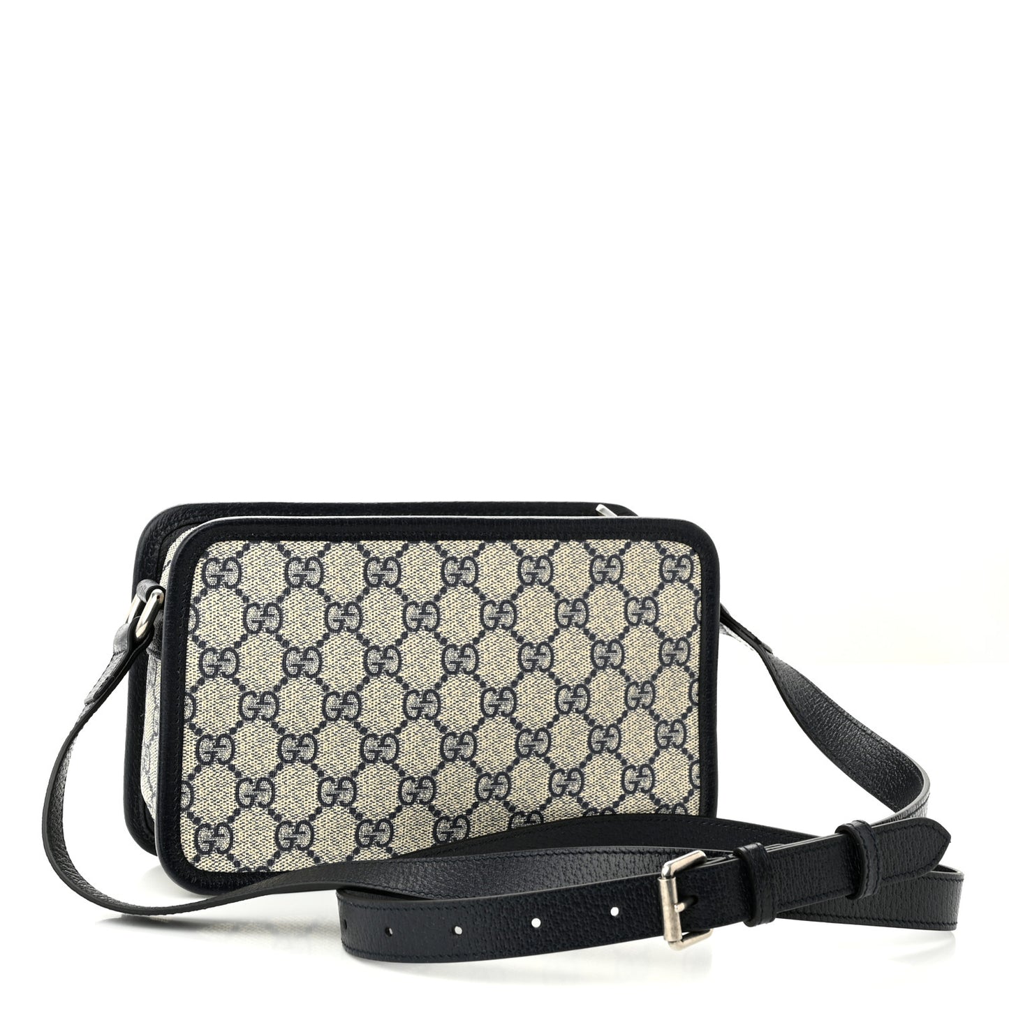 GG Supreme Monogram Textured Dollar Calfskin Mini Retro Interlocking G Shoulder Bag Beige Blue
