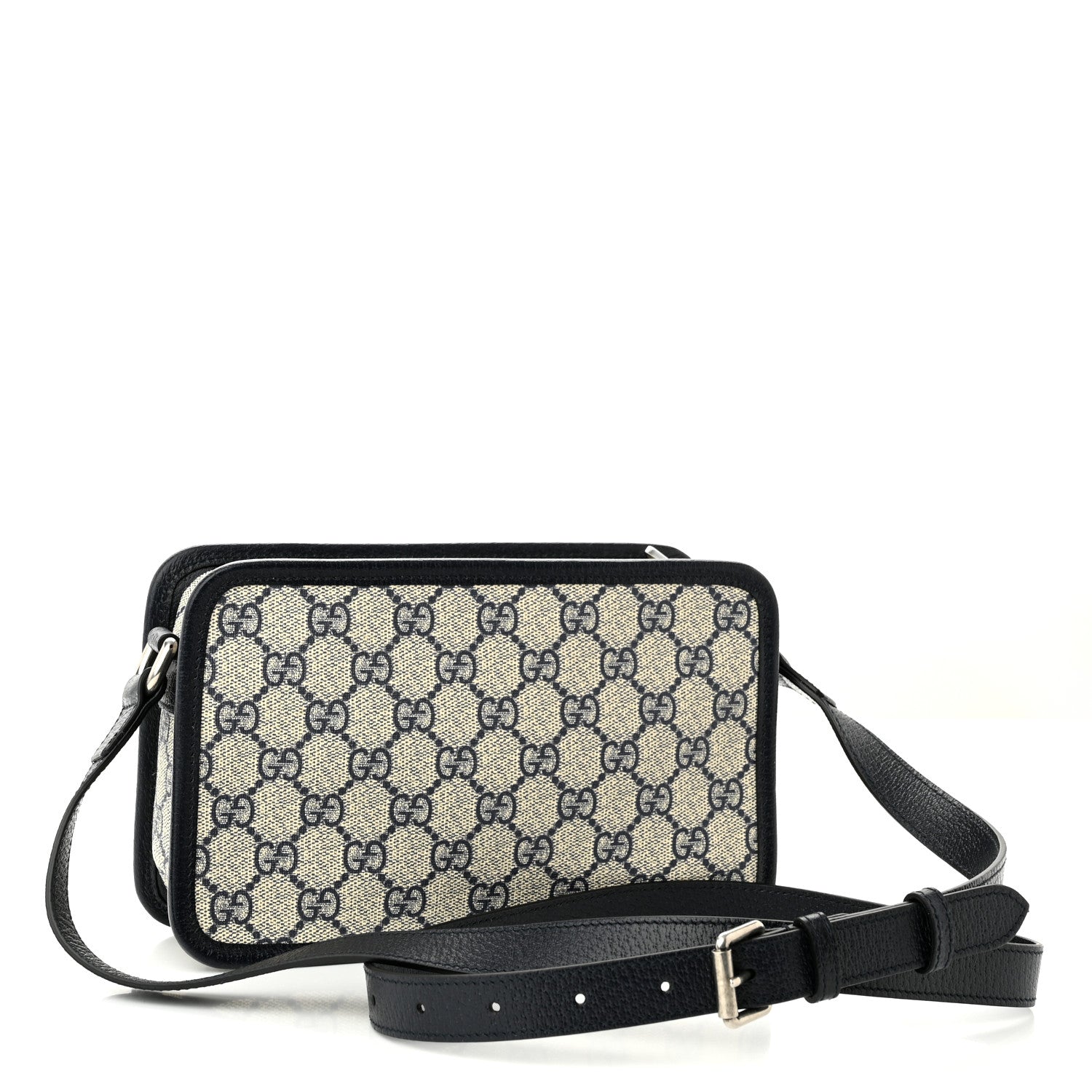 Gucci GG Supreme Monogram Textured Dollar Calfskin Mini Retro Interlocking G Shoulder Bag Beige Blue 3 of 10