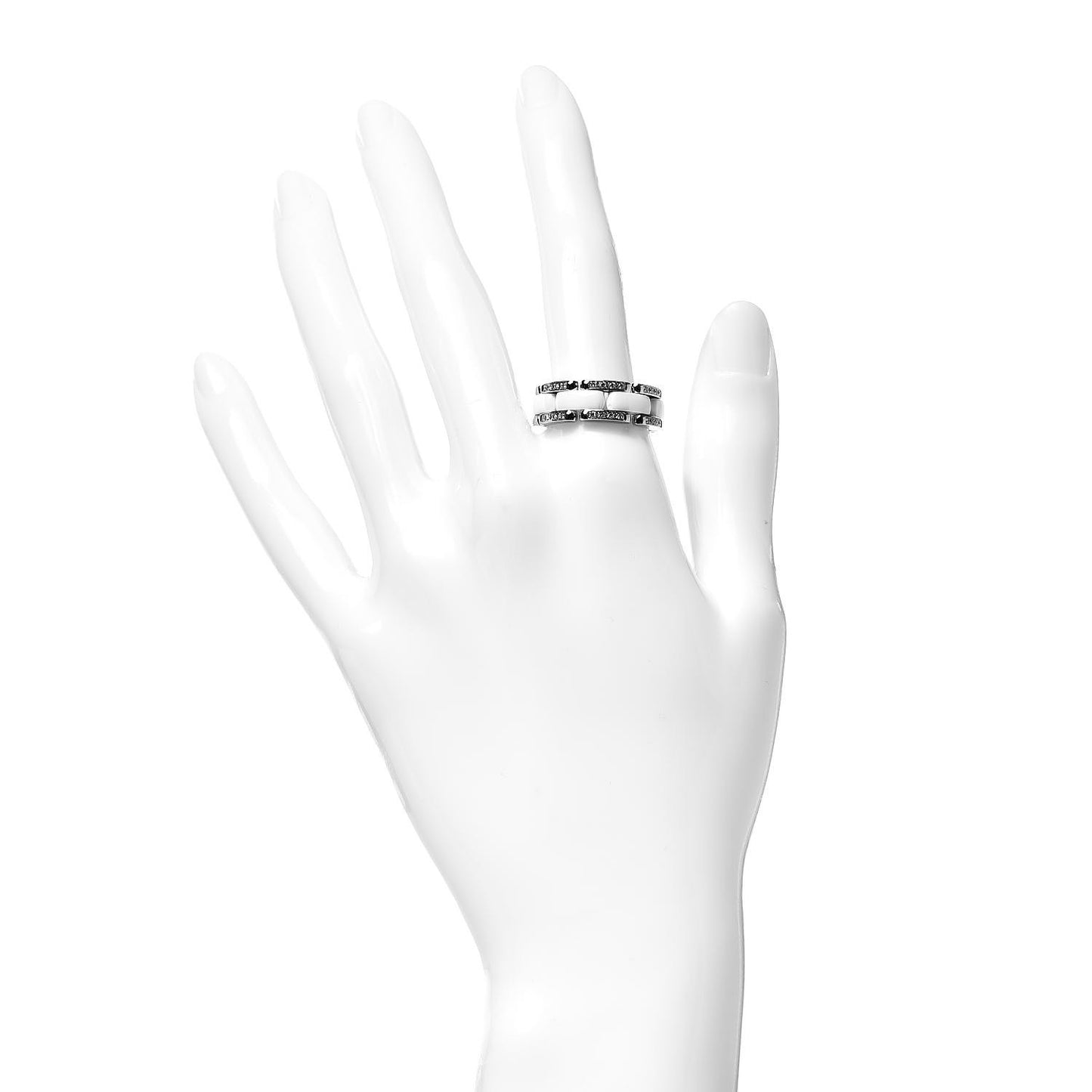 18K White Gold Ceramic Diamond Medium Ultra Ring White 56 7.5