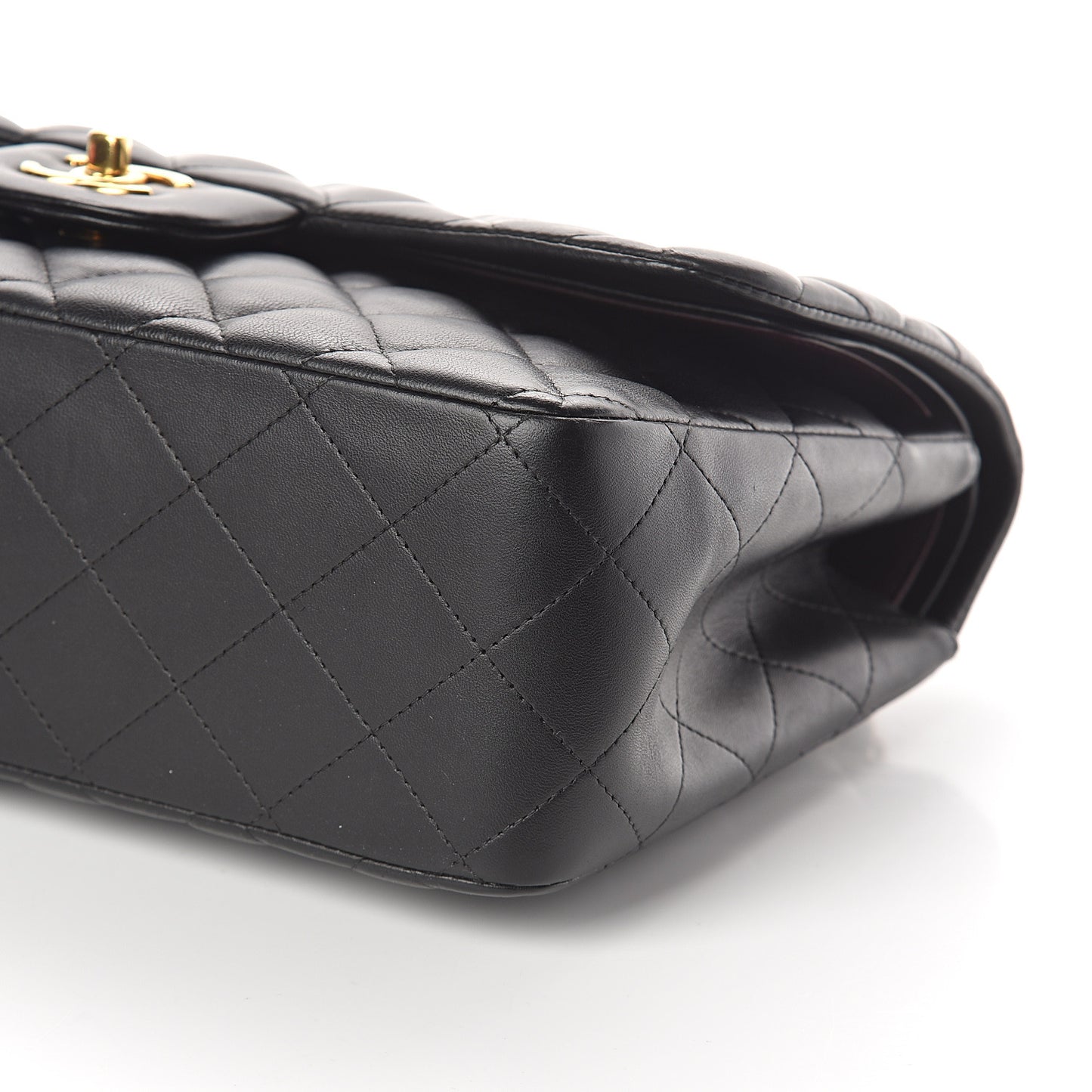 Lambskin Quilted Jumbo Double Flap Black