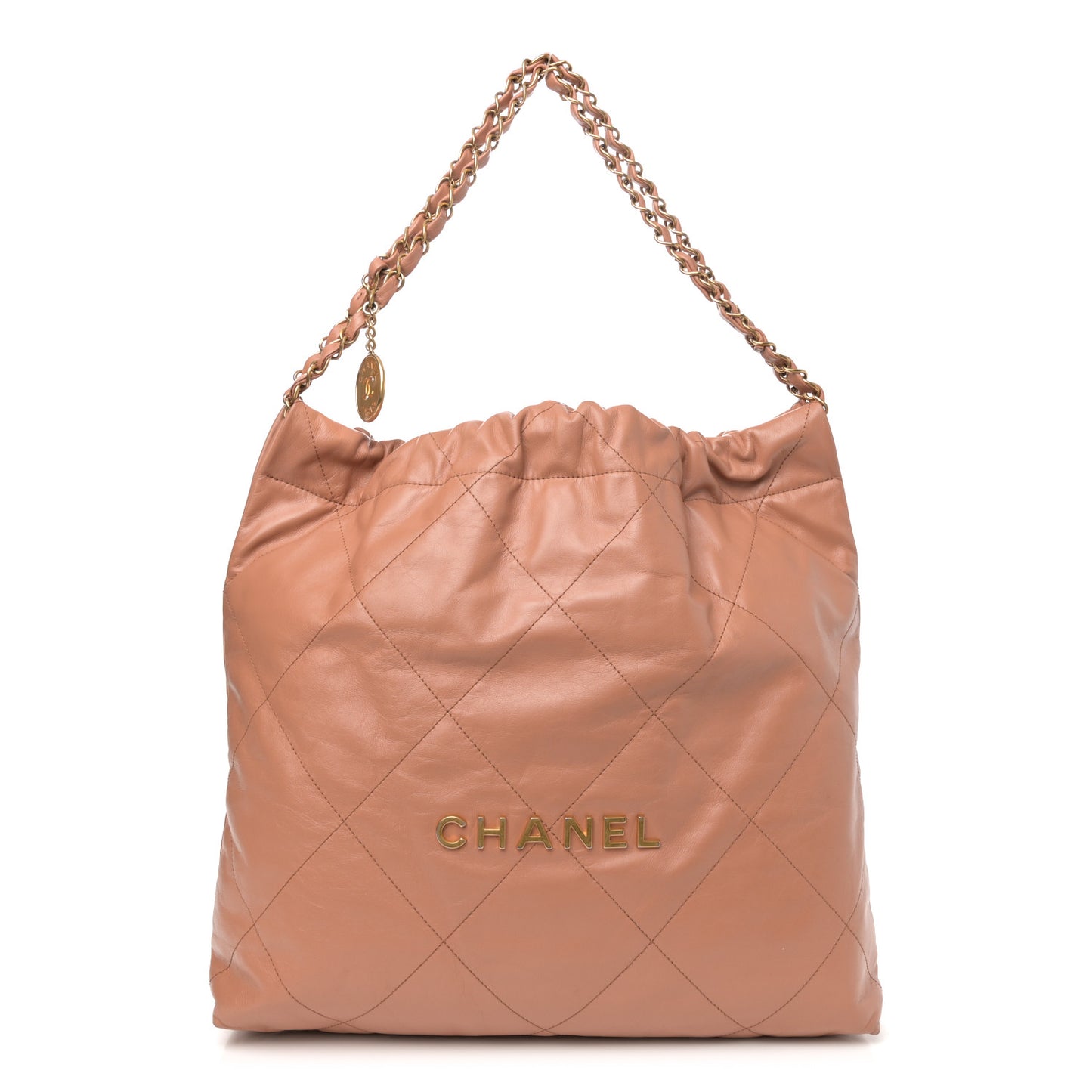 Shiny Calfskin Quilted Chanel 22 Brown