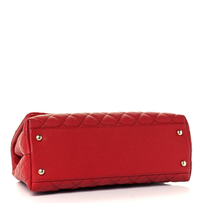 Chanel Caviar Lizard Embossed Quilted Small Coco Handle Flap Red 3 of 10
