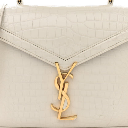 Saint Laurent Crocodile Embossed Mini Classic Monogram Cassandra Top Handle Crema Soft 8 of 17
