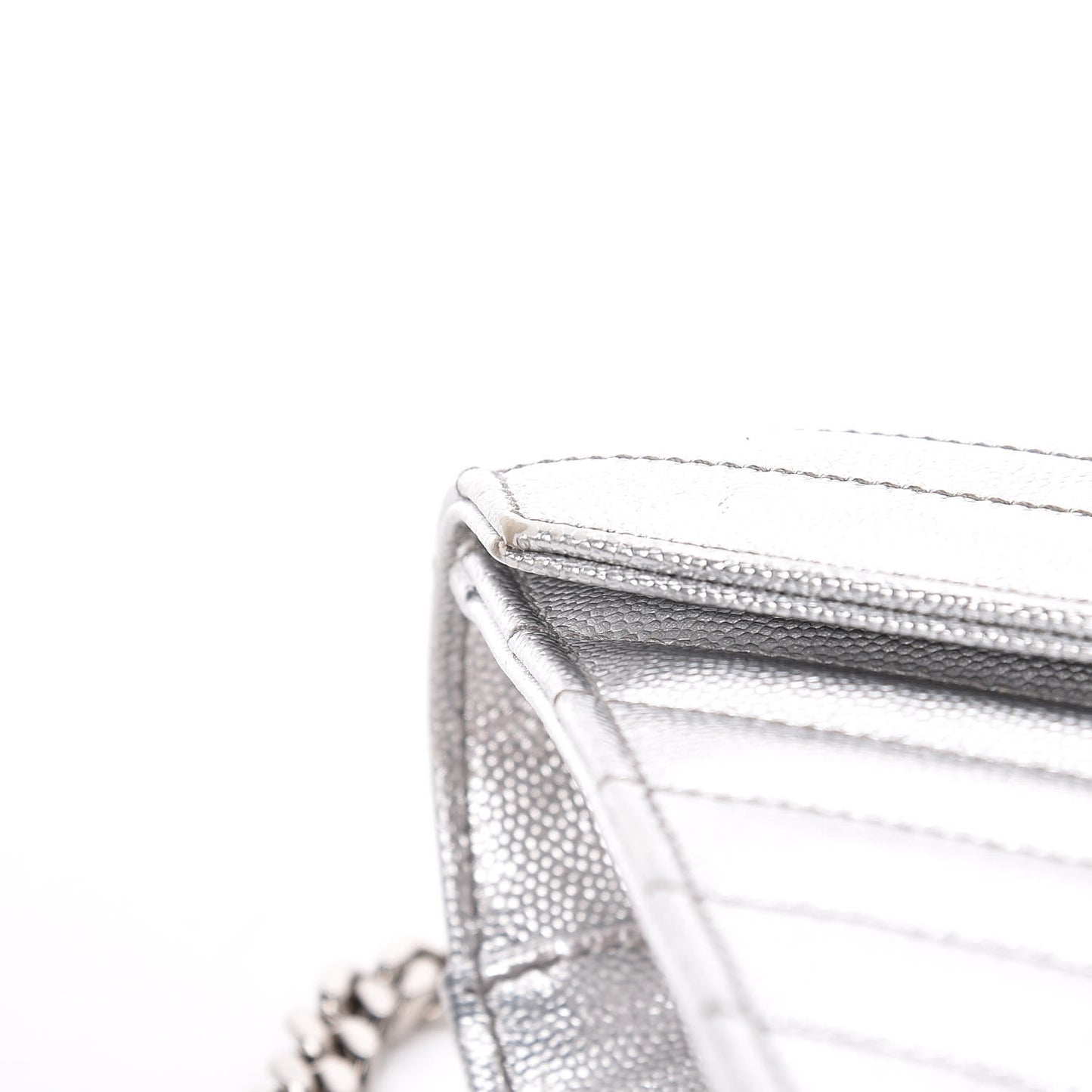 Metallic Grain De Poudre Matelasse Medium Monogram Satchel Silver