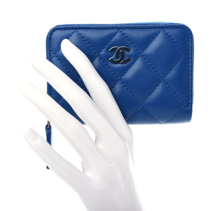 Chanel Lambskin Quilted Zip Around Coin Purse Wallet Blue Pink 2 of 8