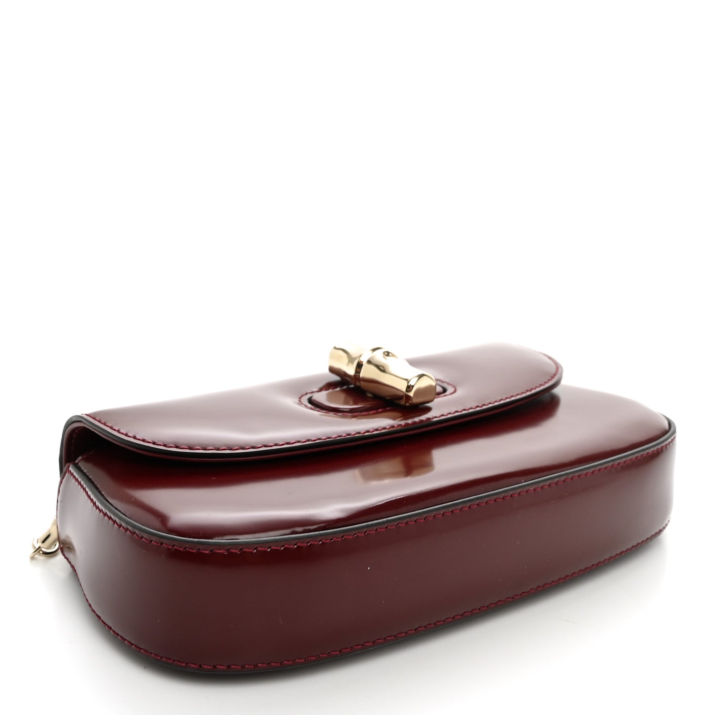 Shiny Calfskin Small Bamboo Night Bag Rosso Ancora